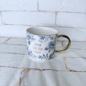Sweet Water Decor Best Mom Ever Floral Coffee Mug with Gold Handle